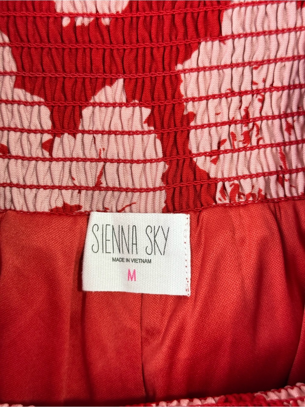 Sienna Sky Red Floral Wide Leg Pants High Rise Smocked Waist Size M - Picture 4 of 7
